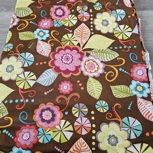 Brown Flower Print Cotton Fabric 1.5 Yards